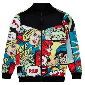 Reason Brand Paid Comic Allover Print Jacket Black Multiple sizes.